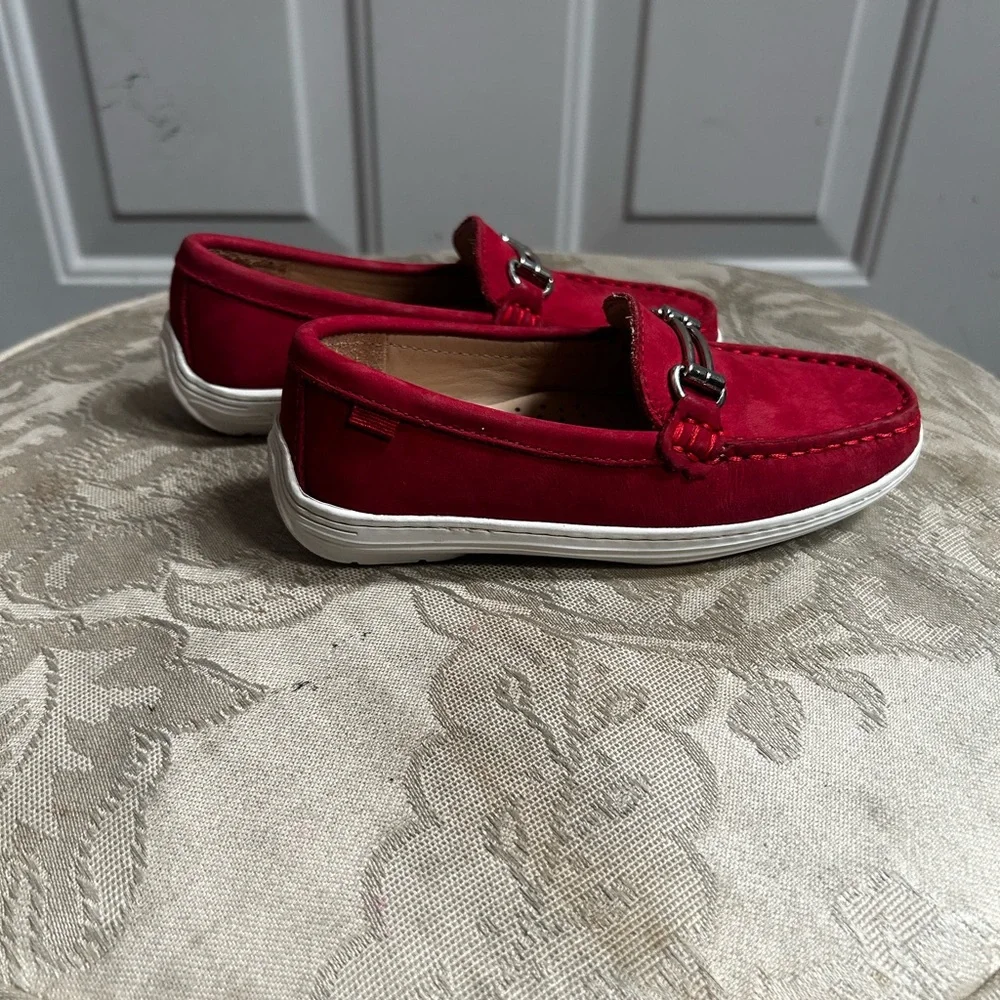 Marc Joseph New York Grand Street Red Suede Loafers with Silver Bit Hardware